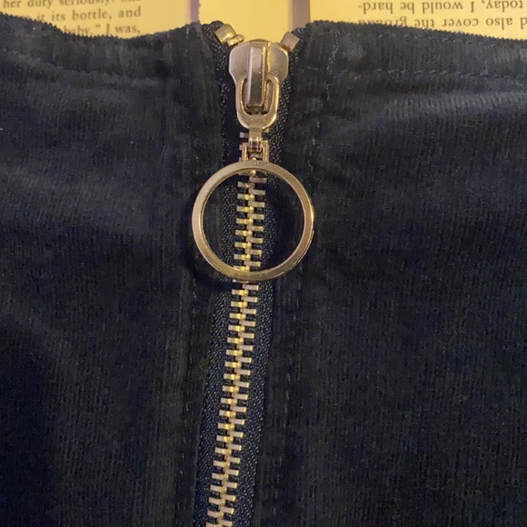 Blue Velvet Zipper Skirt - Picture 2 of 5